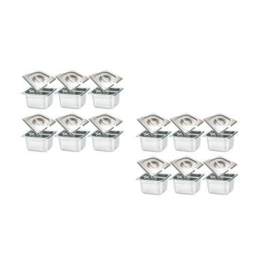 Imagem de CONJ 20 CUBAS Gastronômicas Em INOX GN 1/6x100 mm 1,5 Litros + 20 TAMP