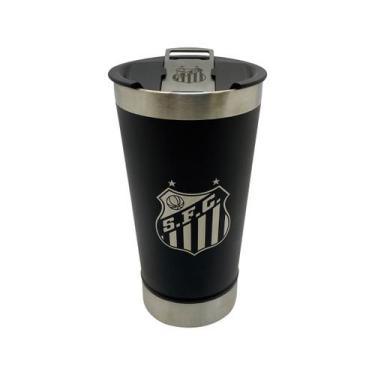 Imagem de Copo Térmico 500Ml c/ Abridor Santos Futebol Licenciado - Cebola e Tat