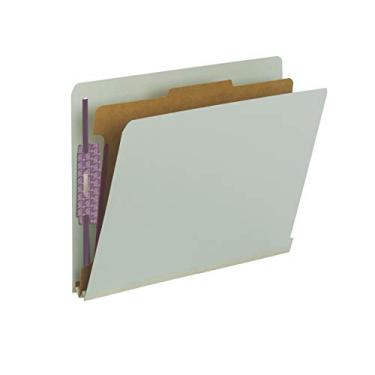 Imagem de Smead Pasta de arquivo 100% reciclada com pressboard com fixadores SafeSHIELD, 1 divisor, expansão de 5 cm, tamanho carta, cinza/verde, 10 por caixa (26800)