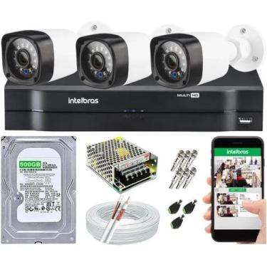 Imagem de Kit Cftv 3 Câmeras Segurança Ahd 720p Dvr Mhdx 1104 Multi Hd - Intelbr