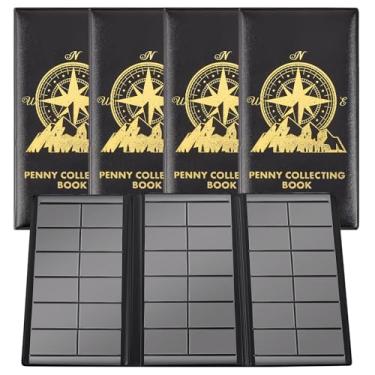 Imagem de 4 peças prensadas Penny Collecting Book Souvenir Penny Collecting Book Collection Coin Collection Book Holder Album para colecionadores, armazenamento de lembranças, álbum de lembrança para material