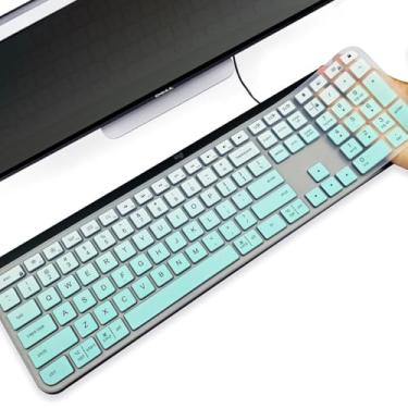 Imagem de Protetor de teclado de silicone ultrafino premium, compatível com Logitech Craft, capa de teclado para teclado Logitech MX Keys Advanced sem fio, layout dos EUA, verde menta gradiente