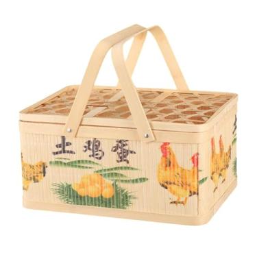 Imagem de WeiLaiKeQi Cesta de vime, cesta de presente, cesta de embalagem com tampa, cesta de frutas e vegetais, cesta de para bolo, bolo lunar, lanches de, D