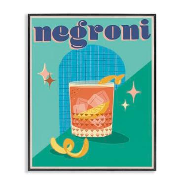 Imagem de Stupell Industries Design de arte de parede giclée clássico retrô Negroni emoldurado por Jo Reid, moldura preta, 28 x 35 cm