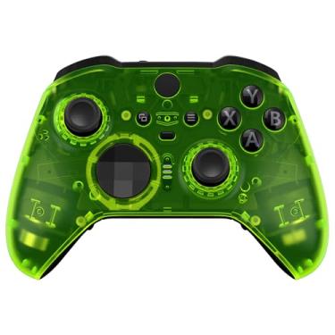 Imagem de eXtremeRate Capa de placa frontal de substituição verde limão transparente para Xbox One Elite Controller Series 2 (modelo 1797), capa frontal personalizada DIY e anéis de destaque para Xbox Elite