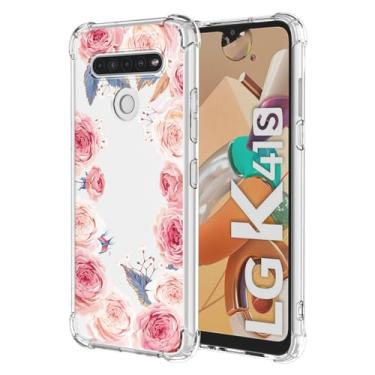 Imagem de RRXSYXL Capa para LG K41S, capa para LG K51S com estampa floral transparente, capa macia à prova de choque para LG K41S, LG K51S, floral rosa