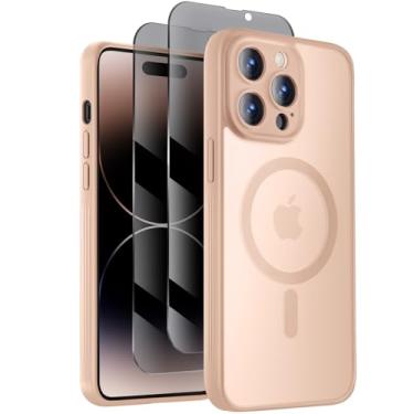 Imagem de Symcele Capa projetada para iPhone 14 Pro Max, compatível com MagSafe, com protetores de tela de privacidade X2, [proteção da câmera] [proteção contra quedas militares] capa de telefone à prova de