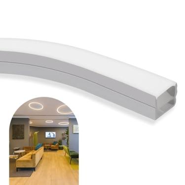 Imagem de Perfil 5m Sobrepor 20x20mm Flexível Silicone Para Fita Led