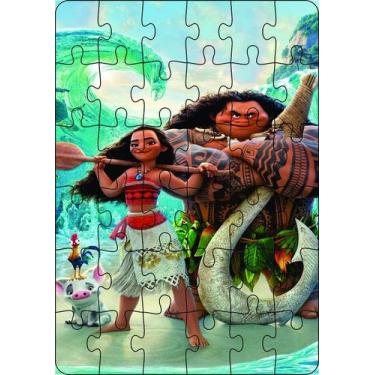 Imagem de Quebra-Cabeça Jogo Infantil Moana 2 36 Peças MDF 18x26 - Brothers Mine