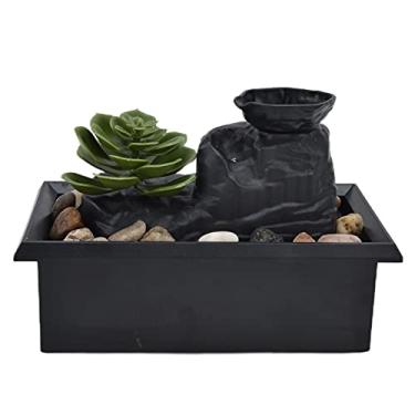 Imagem de Fonte de Mesa, Decoração de Escritório Doméstico Com Luz LED, Enfeites de água Suculenta USB Com Pedras de Rio para Quarto, Sala de Estar, Trabalho ou Escritório