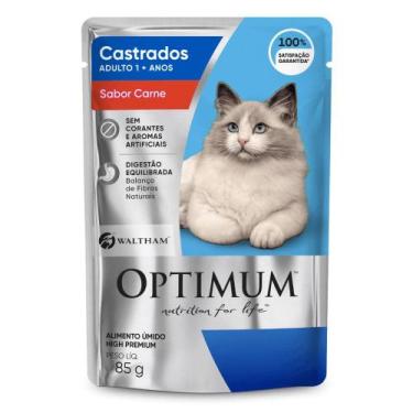 Imagem de Ração Úmida Sachê Optimum para Gatos Castrados Sabor Carne 85g - MARS