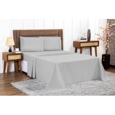 Imagem de Jogo de Cama Lençol 4 peças PERCAL 100% ALGODÃO Casal Queen King Hotel