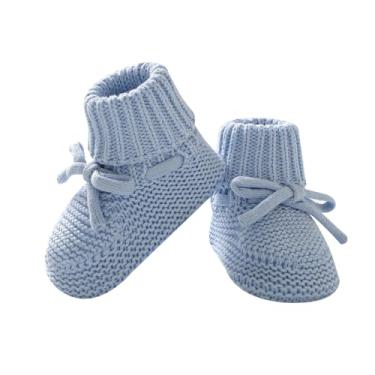 Imagem de Hadetoto botinhas de bebê recém-nascidos primeiros caminhantes sapatos aconchegantes botinhas macias de malha quente para criança menino menina (azul claro, infantil, 0 meses, faixa etária,