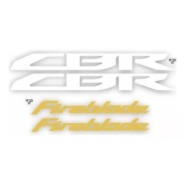 Imagem de Adesivo Carenagem Honda Cbr Par Cromado Fireblade Dourado - Resitank