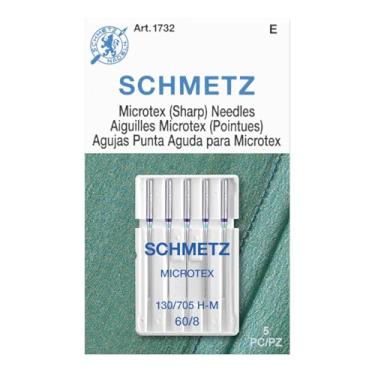 Imagem de SCHMETZ Agulhas para máquina de costura Microtex Sharp – Suprimentos para estofamento e costura, tamanho 60/8, cartão com 5 agulhas, pacote com 1