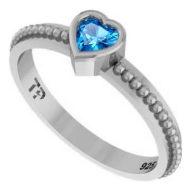 Imagem de Anel Pura Prata 925 Solitário Coração Topázio - Exclusivo - Tudo Prata