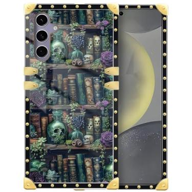 Imagem de DAIZAG Capa compatível com Samsung Galaxy S24/S25, placa de xadrez de flor de esqueleto, decoração dourada, capa protetora de TPU macio, antiarranhões para Samsung Galaxy S24/S25