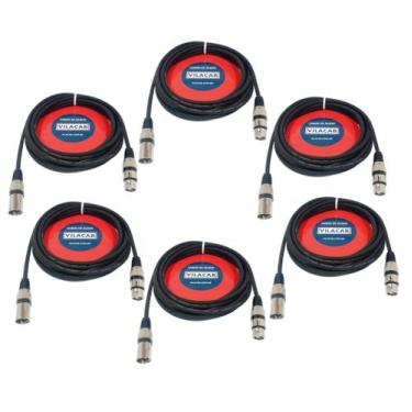 Imagem de Kit 6 Cabos Microfone/dmx - Xlr/canon Balanceado 3 Metros - Vilacab