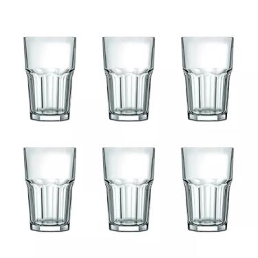Imagem de Conjunto de 6 Copos de Vidro, 350ml, 14cm Altura, Design Canelado Para Drinks Sucos Água Vitamina
