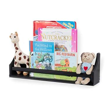Imagem de brightmaison Estante flutuante de madeira infantil de 50,8 cm para decoração de berçário, estilo tradicional de moldagem - estante de quarto infantil - Armazenamento organizador de livros e brinquedos