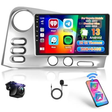 Imagem de Rádio automotivo para Toyota Matrix 2003-2004/Pontiac Vibe 2003-2008: [2G + 64G] Estéreo automotivo de 9 polegadas com Carplay sem fio Android Auto, atualização de tela sensível ao toque com câmera de