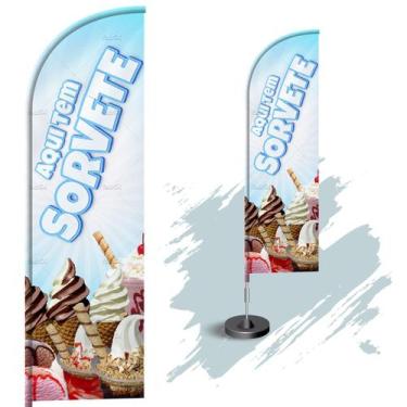 Imagem de Wind Banner Dupla Face 3mt Completo Personalizado Sorvete M2 - Fadrix