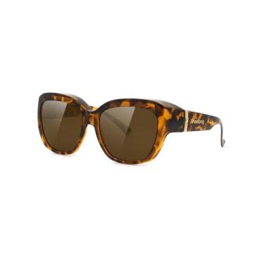 Imagem de Meeloog Óculos de sol femininos Fit Over Glasses Designer Oversized Polarizados Go Over Glass com proteção Uv400 MST6494, Marrom, Large