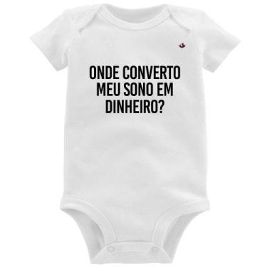 Imagem de Body Bebê Onde converto meu sono em dinheiro - Foca na Moda, Branco, M