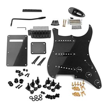 Imagem de Style Guitar Electric Guitar Set Full Diy Acessory Kit Com Pickguard Pré-conectado, Incluindo Pickups de Bridge SSS e Controle de Tons de Volume para Guitarras de 6 Cordas (Preto)