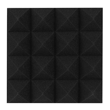 Imagem de 6pcs Pirâmide Painéis de Espuma Acústica Estúdio Proférbia de Alta Densidade Painéis à Prova de Som à Prova de Fogo (Modelo de retardador de chama criptografado preto)