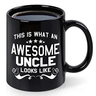 Imagem de Caneca de café Best Gift for Uncle, This is What an Awesome Uncle Looks Like, Caneca de dia dos pais para tio de sobrinha sobrinha, aniversário Natal para tio, Caneca Awesome Uncle 325 ml preta
