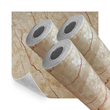 Imagem de Kit 3 Placas Revestimento Adesiva Flexível para Paredes Marmore Crema 