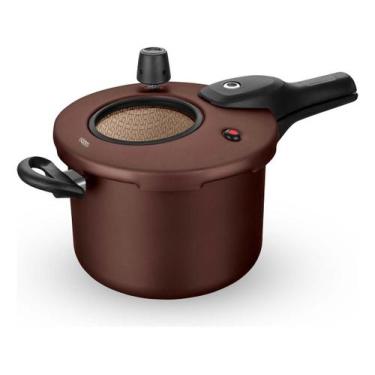 Imagem de Panela De Pressão Fec Externo 4,5 Lt Visor Grande Chocol Mta