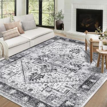 Imagem de TranquilNest Tapete de área vintage com estampa Florla 20 x 25 cm, lavável, tapete para sala de estar, resistente a manchas, antiderrapante, capa de chão para quarto, sala de jogos, berçário