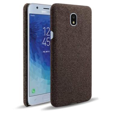 Imagem de Capa para Samsung Galaxy J7 2018,Capa desenhada em lona,Case Protetora Ultrafina com Empunhadura Macia,Design em Tecido Antichoque e Antiarranhões-Brown