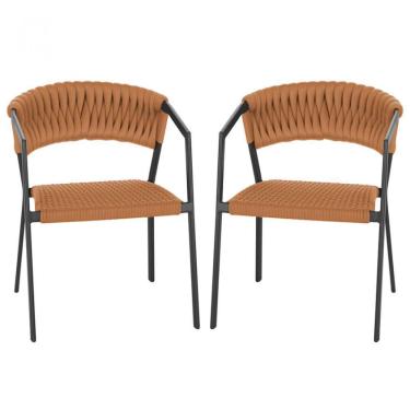 Imagem de 2 Cadeiras Tricô Náutico E Alumínio Proteção Uv Varanda Terra Cota