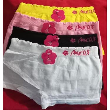 Imagem de Kit 12 Calcinhas boxer Infantil P ao GG calcinha sem costura Poliamida