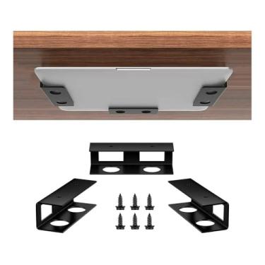 Imagem de Suporte para laptop Suporte para laptop sob a mesa, suporte de armazenamento de alumínio para laptop com placa de feltro anti-riscos Elevador para laptop(Preto)