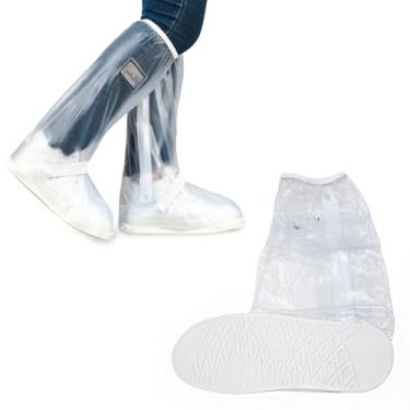 Imagem de Polaina Impermeável para Moto, Cobre-Botas de PVC com Sola Antiderrapante, 38-40cm de Altura, Branco
