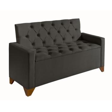 Imagem de Recamier Baú California Estilo Sofá Pés Em Madeira Sapateira Luxo Decorativo Estofado Tamanho 1,30 m Móveis De Armazenamento Moderno Organizador Premium Para Quarto Apoio Para Pés (Marrom)