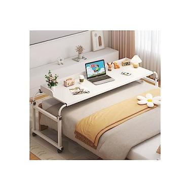 Imagem de Mesa de cama, mesa de computador sobre a cama com rodas, mesa de trabalho de computador ajustável em altura ajustável sobre rodas para jantar de trabalho
