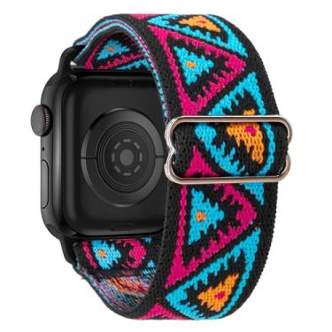 Imagem de Pulseira de nylon elástico compatível com Apple Watch séries 10, 9, 8, 7, 6, 5, 4, 3, 2 e SE, Ultra 2 (Boho B, 42 mm) (série 3)/44 mm/45 mm/46 mm/49 mm)
