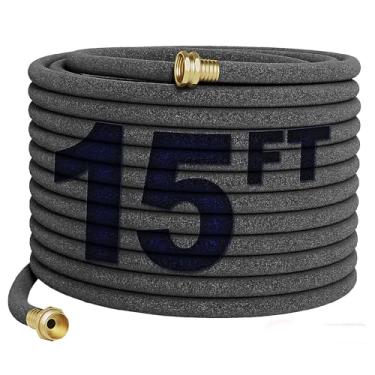 Imagem de Araiozora Mangueira de imersão de 3,5 m para canteiros de jardim, conector de latão sólido resistente, irrigação por gotejamento de 1,27 cm para canteiro de flores e quintal, paisagismo