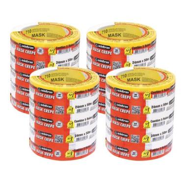 Imagem de Kit 20 Rolos De Fita Crepe 24mm x 50m Adelbras Mask 710 Pintura Mascar