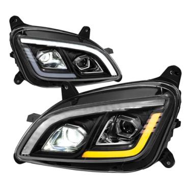 Imagem de EVERESTHD Par de faróis de desempenho adequado para Peterbilt 579 587 2011-2021 farol de caminhão de LED completo lado esquerdo do motorista e lado direito do passageiro