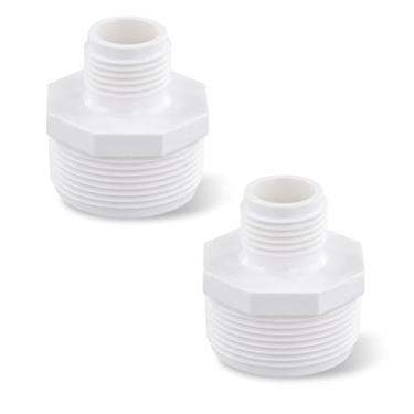 Imagem de 2 adaptadores de mangueira de jardim de PVC, macho NPT de 3,8 cm para adaptador macho de PVC de 3/10.2 cm GHT adaptador de mangueira de bomba de depósito Conexão de tubo de PVC para piscinas, bomba de