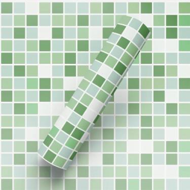 Imagem de Papel De Parede Adesivo Tema Pastilhas Verde Charmoso Cozinha - Deliqu