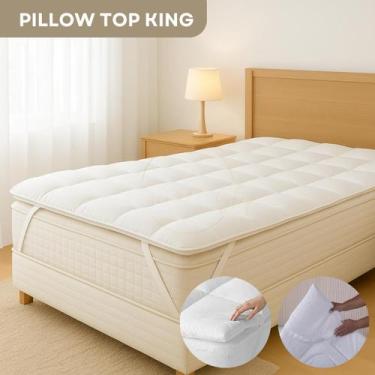 Imagem de Pillow Top Colchão King Proteção Antialérgica Percal 400 Fios Conforto