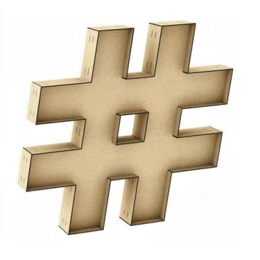 Imagem de Letra Caixa Grande Hashtag Mdf 70Cm De Altura Decoração - Doce Arte Em