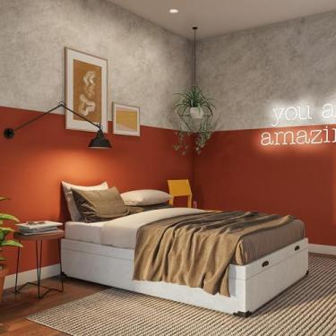 Imagem de Base para Cama Box Casal Mabel com Baú (47x138x188) Branca - Mobly